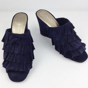 Liendo By Seychelles Ronda Ruffle Wedge Navy, 8.5